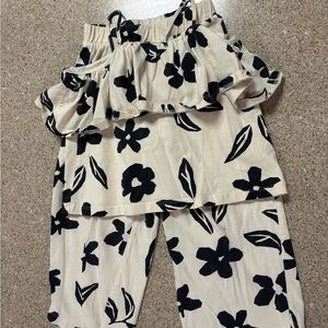 Zara Kids Black and White Floral Matching Set